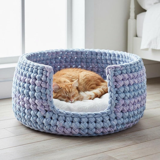Crochet Cat Bed Pattern PDF – Stylish Pet Nest, Easy Chunky Yarn DIY