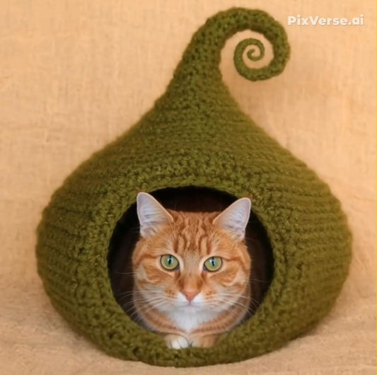 Cat bed crochet pattern/ Small dog cave bed/ Calabash-house DIY (Digital PDF)